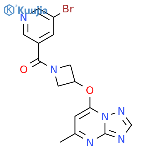 3-Bromo-5-[3-({5-methyl-[1,2,4]triazolo[1,5-a]pyrimidin-7-yl}oxy)azetidine-1-carbonyl]pyridine structure