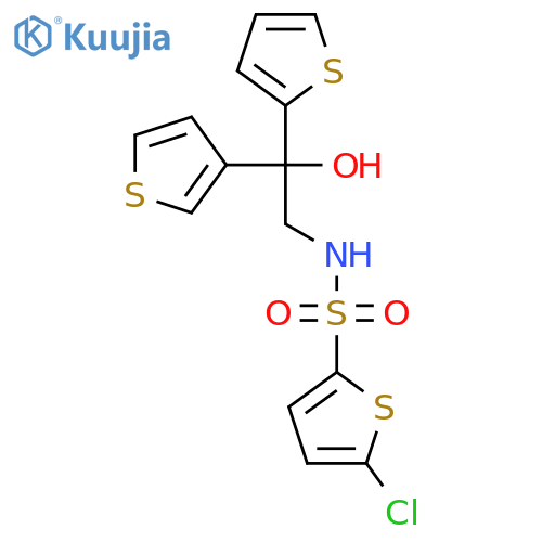 5-chloro-N-2-hydroxy-2-(thiophen-2-yl)-2-(thiophen-3-yl)ethylthiophene-2-sulfonamide structure