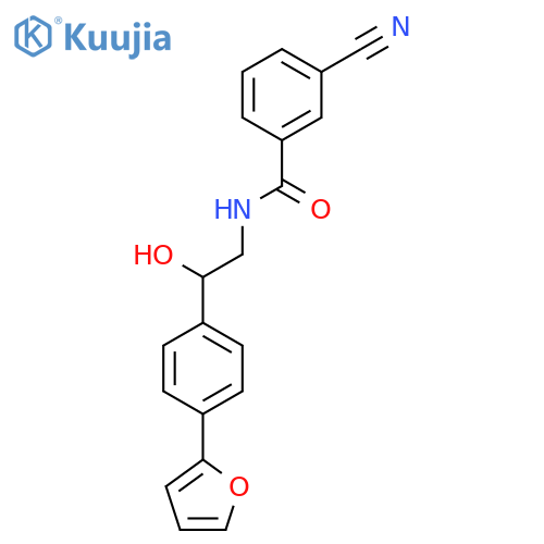 3-cyano-N-{2-4-(furan-2-yl)phenyl-2-hydroxyethyl}benzamide structure