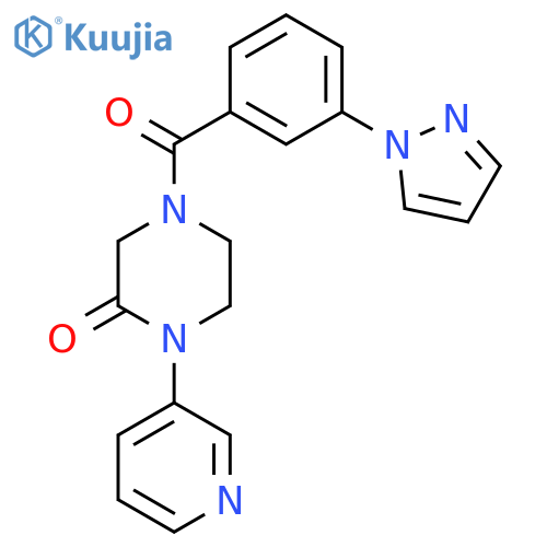 4-[3-(1H-pyrazol-1-yl)benzoyl]-1-(pyridin-3-yl)piperazin-2-one structure