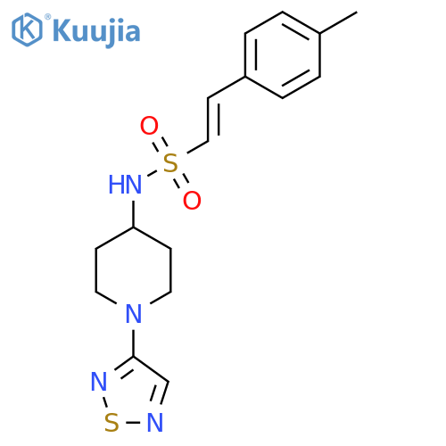 (E)-2-(4-methylphenyl)-N-1-(1,2,5-thiadiazol-3-yl)piperidin-4-ylethene-1-sulfonamide structure