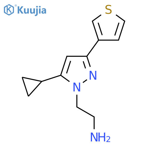 2-(5-cyclopropyl-3-(thiophen-3-yl)-1H-pyrazol-1-yl)ethan-1-amine structure