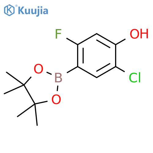 2-chloro-5-fluoro-4-(4,4,5,5-tetramethyl-1,3,2-dioxaborolan-2-yl)phenol structure