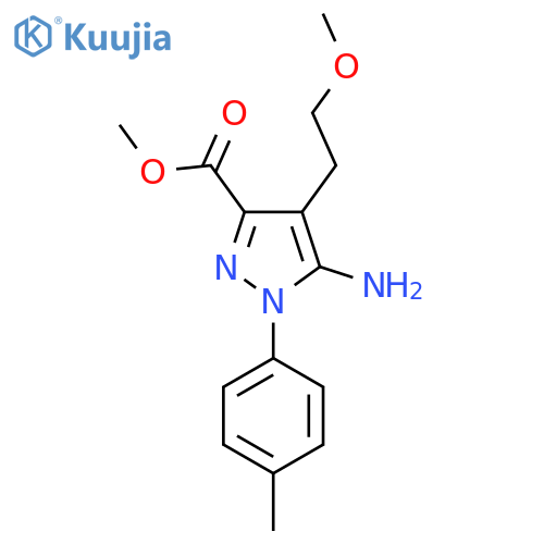 methyl 5-amino-4-(2-methoxyethyl)-1-(4-methylphenyl)-1H-pyrazole-3-carboxylate structure