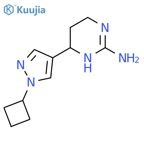 6-(1-cyclobutyl-1H-pyrazol-4-yl)-1,4,5,6-tetrahydropyrimidin-2-amine structure