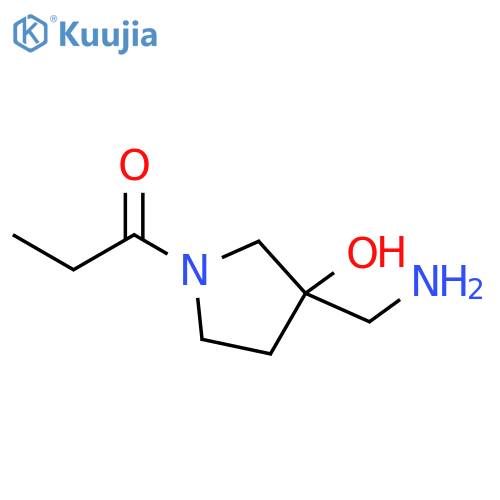 1-Propanone, 1-[3-(aminomethyl)-3-hydroxy-1-pyrrolidinyl]- structure