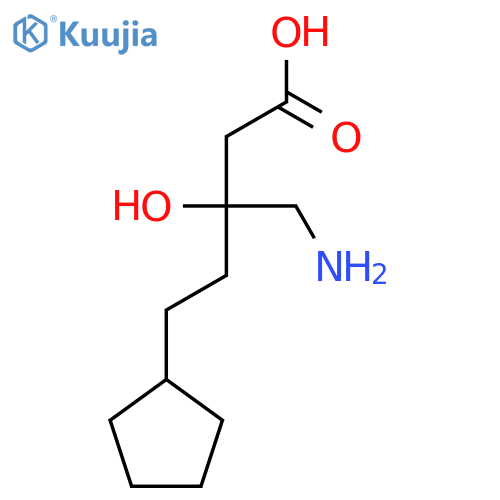 3-(aminomethyl)-5-cyclopentyl-3-hydroxypentanoic acid structure
