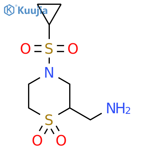 2-(Aminomethyl)-4-(cyclopropanesulfonyl)-1lambda6-thiomorpholine-1,1-dione structure