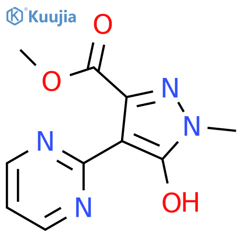 1H-Pyrazole-3-carboxylic acid, 5-hydroxy-1-methyl-4-(2-pyrimidinyl)-, methyl ester structure