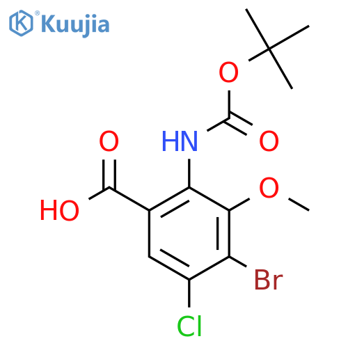 4-bromo-2-{(tert-butoxy)carbonylamino}-5-chloro-3-methoxybenzoic acid structure