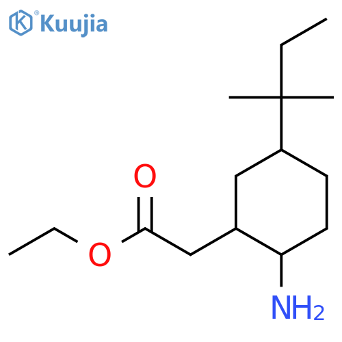 Ethyl 2-[2-amino-5-(2-methylbutan-2-yl)cyclohexyl]acetate structure