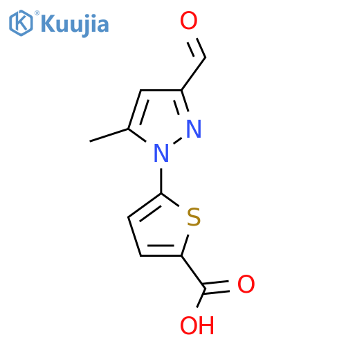 5-(3-formyl-5-methyl-1H-pyrazol-1-yl)thiophene-2-carboxylic acid structure