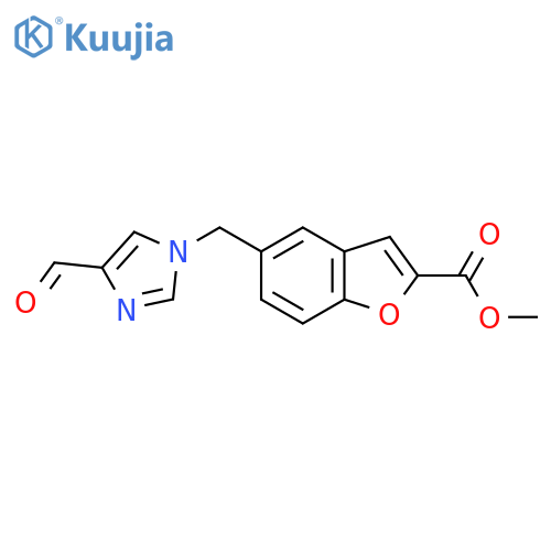 methyl 5-[(4-formyl-1H-imidazol-1-yl)methyl]-1-benzofuran-2-carboxylate structure