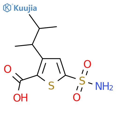 3-(3-Methylbutan-2-yl)-5-sulfamoylthiophene-2-carboxylic acid structure