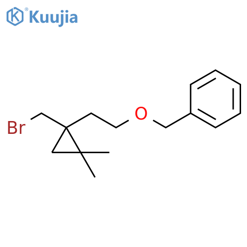 Benzene, [[2-[1-(bromomethyl)-2,2-dimethylcyclopropyl]ethoxy]methyl]- structure
