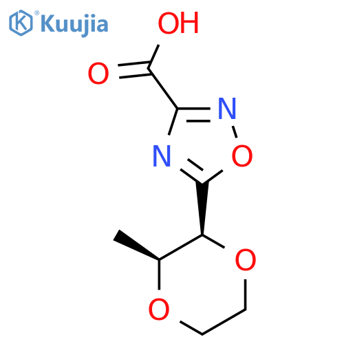 rac-5-(2R,3R)-3-methyl-1,4-dioxan-2-yl-1,2,4-oxadiazole-3-carboxylic acid structure