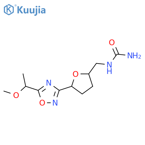 ({5-[5-(1-Methoxyethyl)-1,2,4-oxadiazol-3-yl]oxolan-2-yl}methyl)urea structure