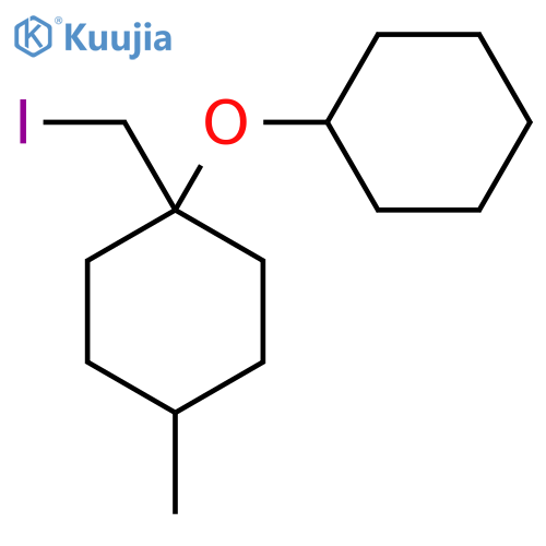 1-(cyclohexyloxy)-1-(iodomethyl)-4-methylcyclohexane structure