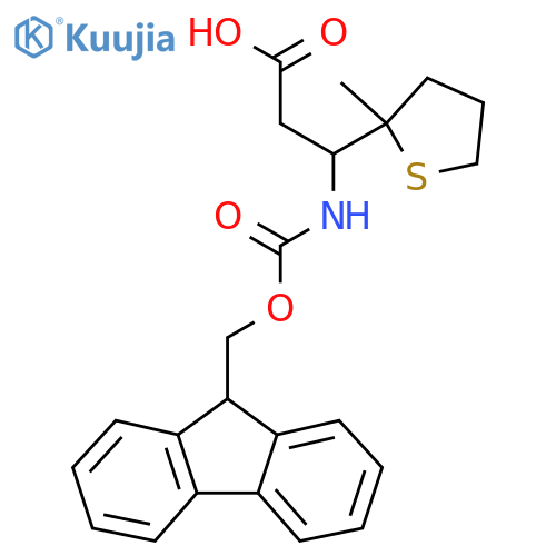 3-({(9H-fluoren-9-yl)methoxycarbonyl}amino)-3-(2-methylthiolan-2-yl)propanoic acid structure
