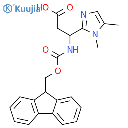 3-(1,5-dimethyl-1H-imidazol-2-yl)-3-({(9H-fluoren-9-yl)methoxycarbonyl}amino)propanoic acid structure