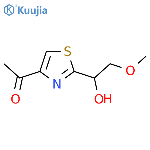1-2-(1-hydroxy-2-methoxyethyl)-1,3-thiazol-4-ylethan-1-one structure