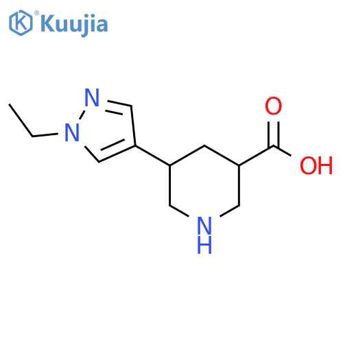 5-(1-ethyl-1H-pyrazol-4-yl)piperidine-3-carboxylic acid structure