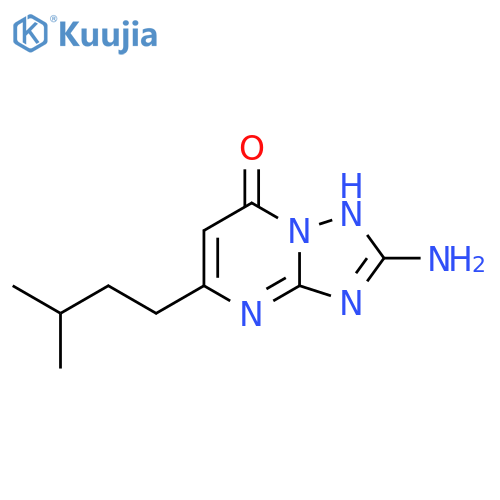 2-amino-5-(3-methylbutyl)-3H,7H-1,2,4triazolo1,5-apyrimidin-7-one structure