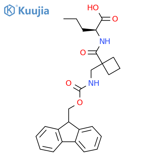 (2S)-2-({1-({(9H-fluoren-9-yl)methoxycarbonyl}amino)methylcyclobutyl}formamido)pentanoic acid structure