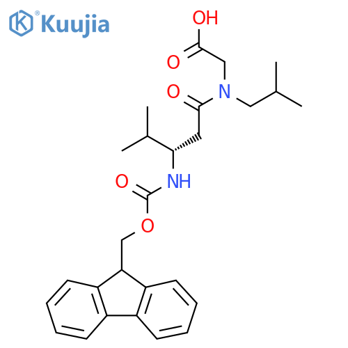 2-(3S)-3-({(9H-fluoren-9-yl)methoxycarbonyl}amino)-4-methyl-N-(2-methylpropyl)pentanamidoacetic acid structure