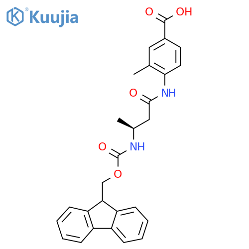 4-(3S)-3-({(9H-fluoren-9-yl)methoxycarbonyl}amino)butanamido-3-methylbenzoic acid structure