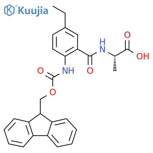 (2S)-2-{5-ethyl-2-({(9H-fluoren-9-yl)methoxycarbonyl}amino)phenylformamido}propanoic acid structure