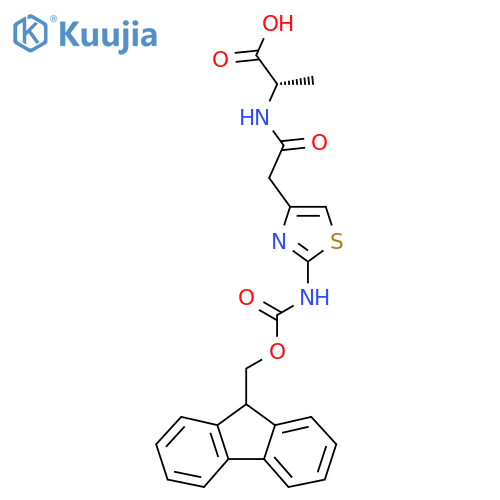 (2S)-2-{2-2-({(9H-fluoren-9-yl)methoxycarbonyl}amino)-1,3-thiazol-4-ylacetamido}propanoic acid structure
