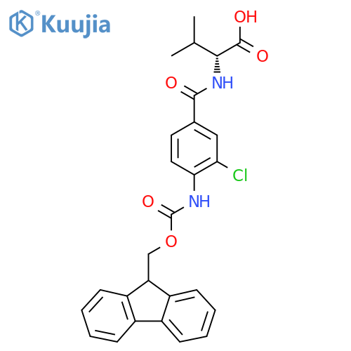 (2R)-2-{3-chloro-4-({(9H-fluoren-9-yl)methoxycarbonyl}amino)phenylformamido}-3-methylbutanoic acid structure