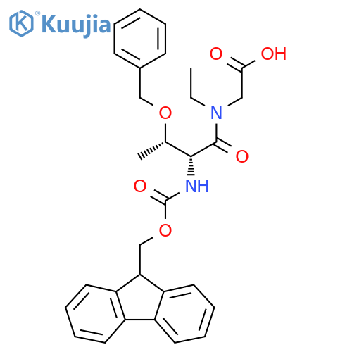 2-(2R,3S)-3-(benzyloxy)-N-ethyl-2-({(9H-fluoren-9-yl)methoxycarbonyl}amino)butanamidoacetic acid structure
