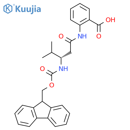 2-(3S)-3-({(9H-fluoren-9-yl)methoxycarbonyl}amino)-4-methylpentanamidobenzoic acid structure