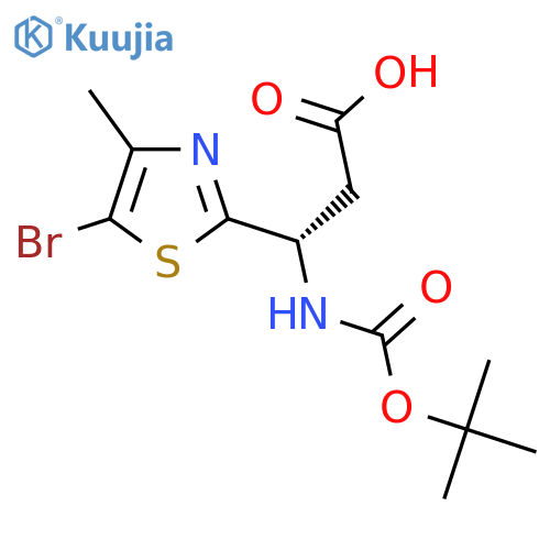 (3S)-3-(5-bromo-4-methyl-1,3-thiazol-2-yl)-3-{(tert-butoxy)carbonylamino}propanoic acid structure