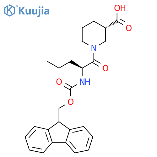 (3S)-1-(2S)-2-({(9H-fluoren-9-yl)methoxycarbonyl}amino)pentanoylpiperidine-3-carboxylic acid structure