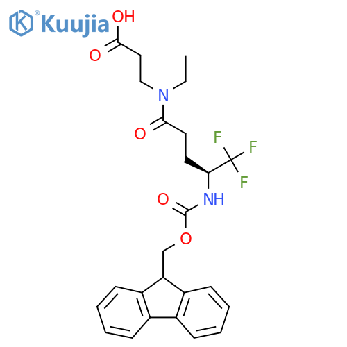 3-(4S)-N-ethyl-4-({(9H-fluoren-9-yl)methoxycarbonyl}amino)-5,5,5-trifluoropentanamidopropanoic acid structure