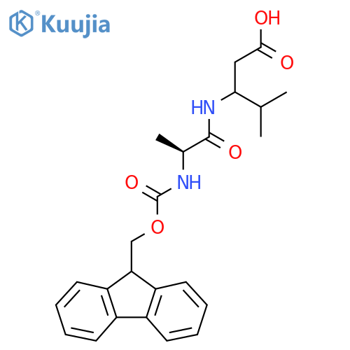 3-(2S)-2-({(9H-fluoren-9-yl)methoxycarbonyl}amino)propanamido-4-methylpentanoic acid structure
