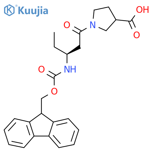 1-(3S)-3-({(9H-fluoren-9-yl)methoxycarbonyl}amino)pentanoylpyrrolidine-3-carboxylic acid structure