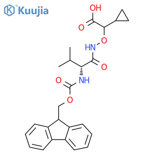 2-cyclopropyl-2-{(2R)-2-({(9H-fluoren-9-yl)methoxycarbonyl}amino)-3-methylbutanamidooxy}acetic acid structure