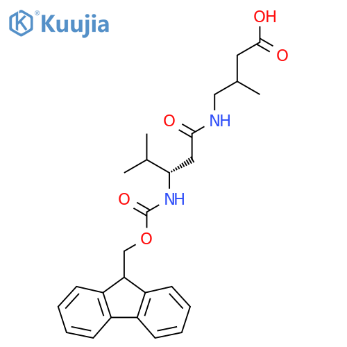 4-(3S)-3-({(9H-fluoren-9-yl)methoxycarbonyl}amino)-4-methylpentanamido-3-methylbutanoic acid structure