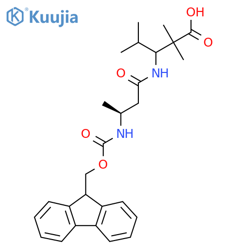 3-(3S)-3-({(9H-fluoren-9-yl)methoxycarbonyl}amino)butanamido-2,2,4-trimethylpentanoic acid structure