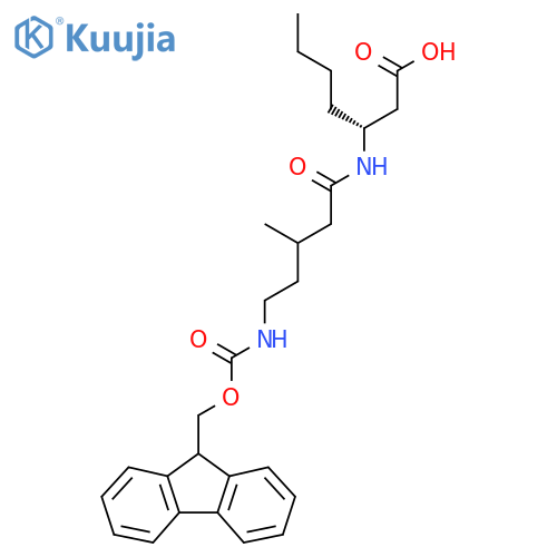 (3R)-3-5-({(9H-fluoren-9-yl)methoxycarbonyl}amino)-3-methylpentanamidoheptanoic acid structure