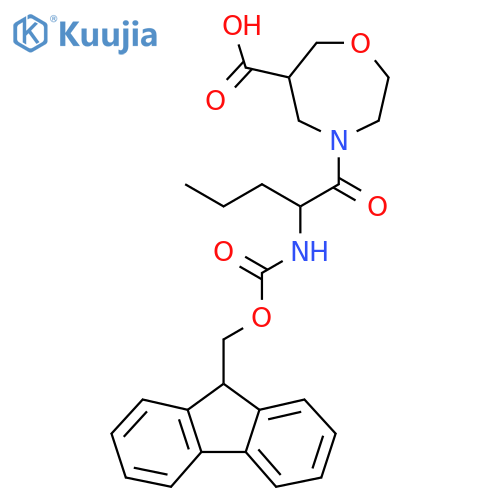 4-2-({(9H-fluoren-9-yl)methoxycarbonyl}amino)pentanoyl-1,4-oxazepane-6-carboxylic acid structure