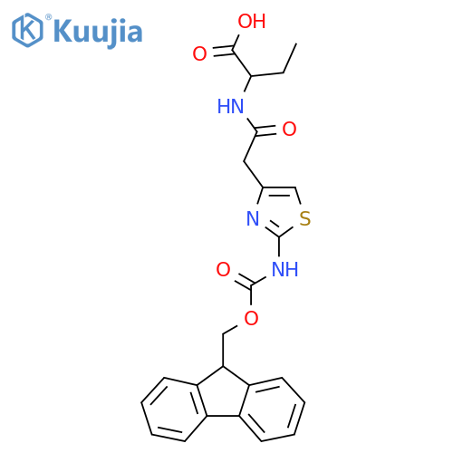 2-{2-2-({(9H-fluoren-9-yl)methoxycarbonyl}amino)-1,3-thiazol-4-ylacetamido}butanoic acid structure