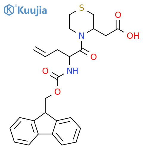 2-{4-2-({(9H-fluoren-9-yl)methoxycarbonyl}amino)pent-4-enoylthiomorpholin-3-yl}acetic acid structure