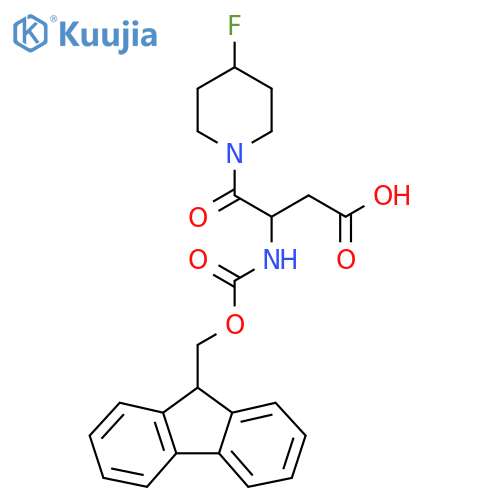 3-({(9H-fluoren-9-yl)methoxycarbonyl}amino)-4-(4-fluoropiperidin-1-yl)-4-oxobutanoic acid structure