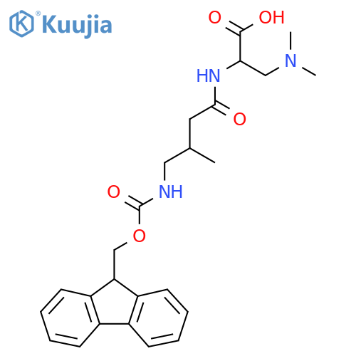 3-(dimethylamino)-2-4-({(9H-fluoren-9-yl)methoxycarbonyl}amino)-3-methylbutanamidopropanoic acid structure