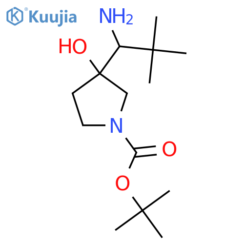 tert-butyl 3-(1-amino-2,2-dimethylpropyl)-3-hydroxypyrrolidine-1-carboxylate structure